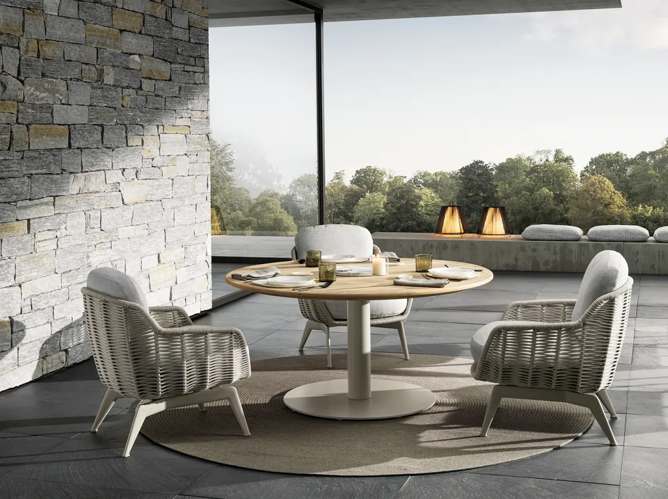 Minotti Bellagio stone outdoor dining table, one of the Minotti dining tables