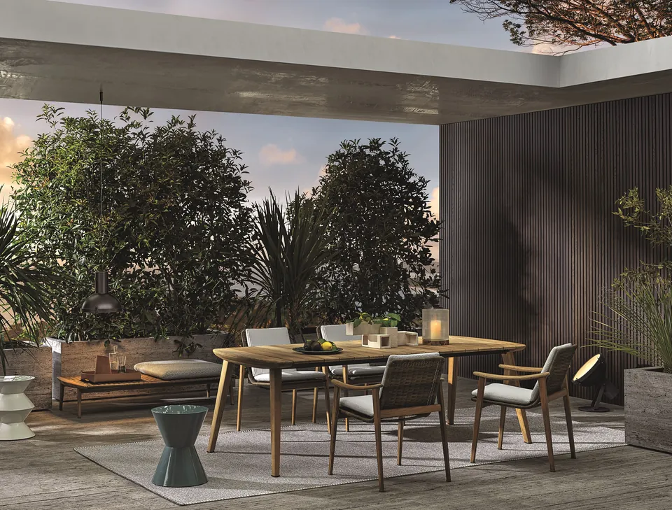 Minotti Fynn outdoor furniture, catalog photograph 1