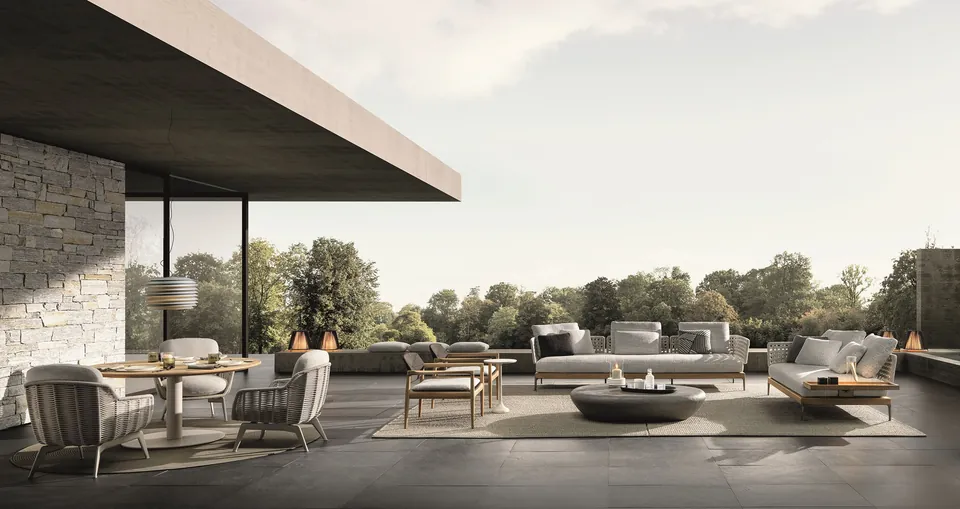 Minotti Patio Teak outdoor furniture, catalog photograph 4