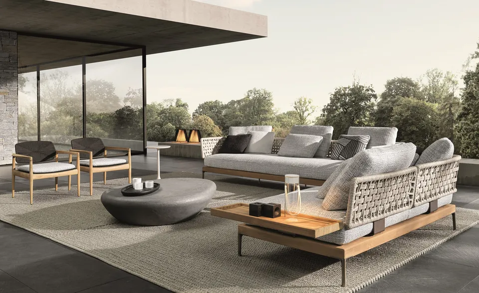 Minotti Patio Teak outdoor furniture, catalog photograph 2