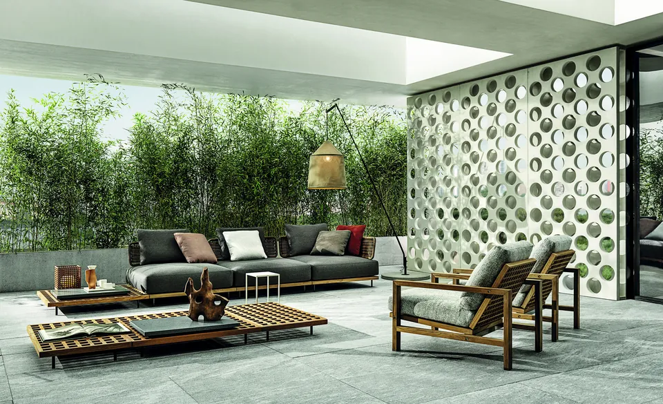 Minotti Quadrado outdoor furniture, catalog photograph 1