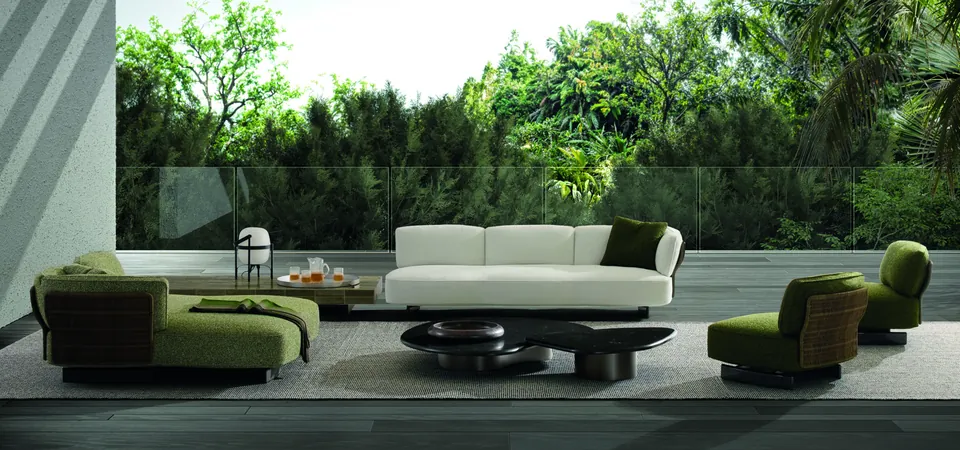 Minotti Saki outdoor furniture, catalog photograph 1